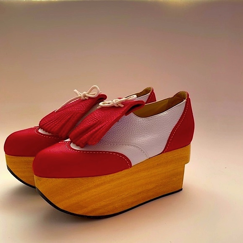 VIVIENNE WESTWOOD GOLD LABEL RED WHITE ROCKING HORSE GOLF SS09 NWT IT39 US8.5 - Picture 7 of 10